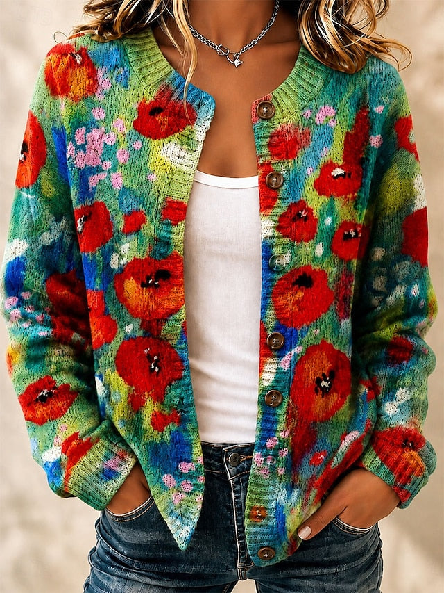 Women's Painted Print Knit Cardigan