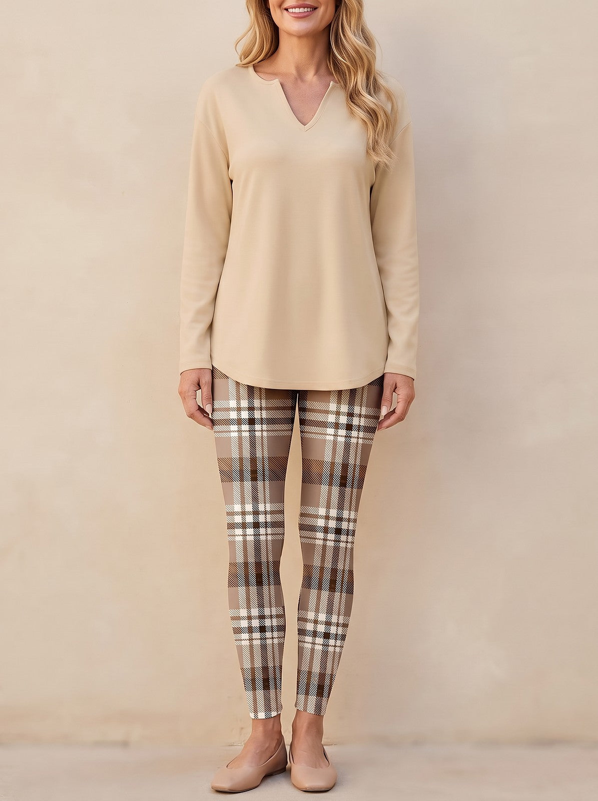 Women's V Neck Tunic and Leggings Set