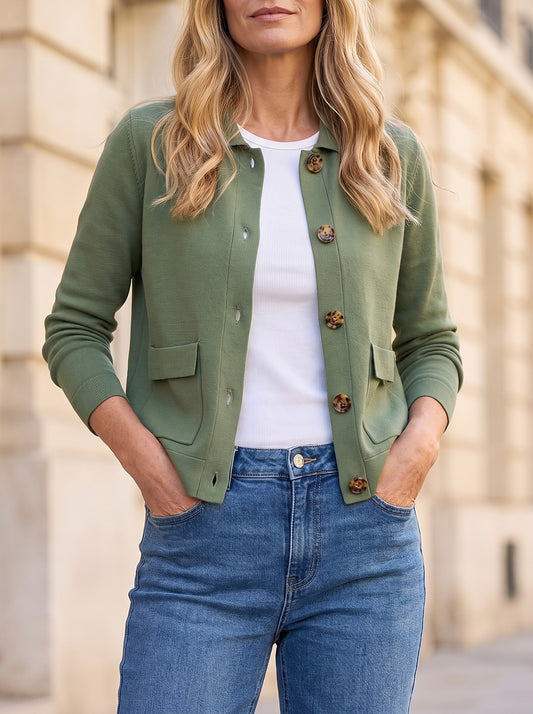 Women's Knit Shacket with Flap Pockets