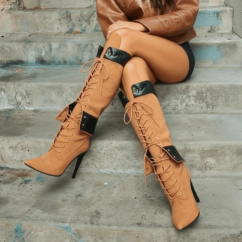 Women's Pointed Stiletto Knee High Boots