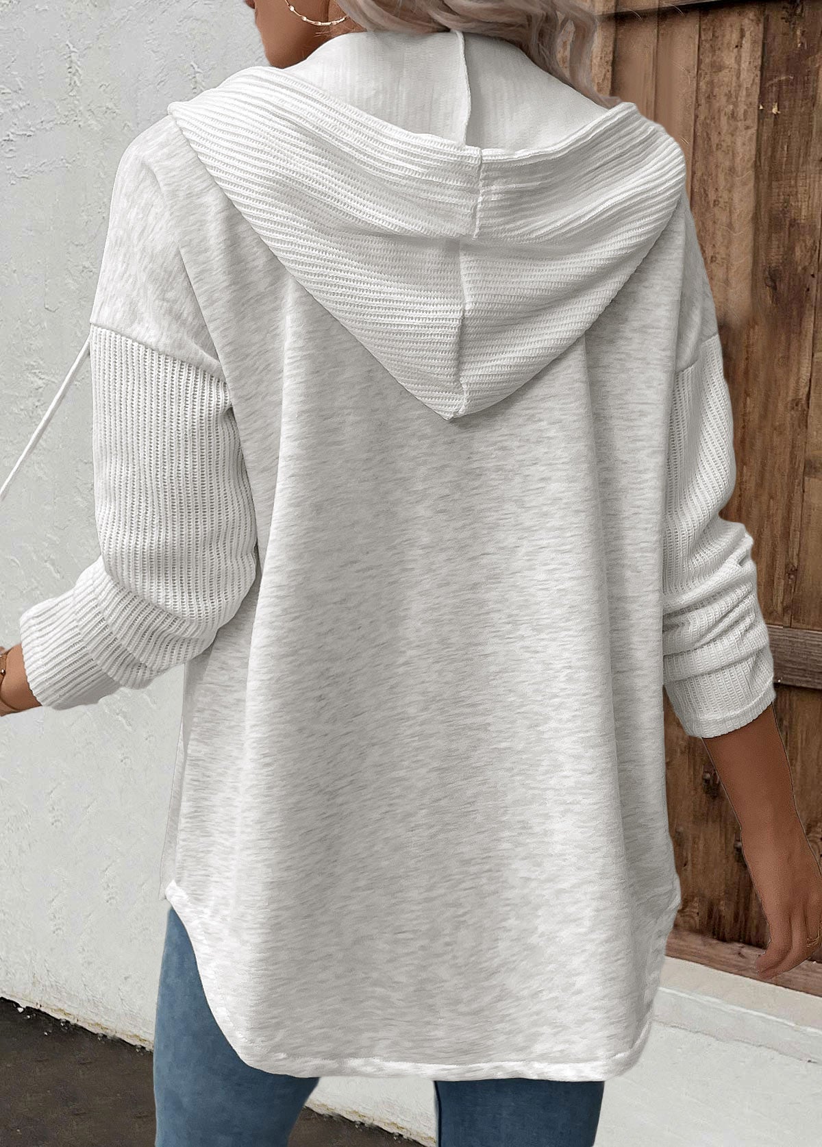 Ladies Winter Textured Patchwork Hoodie