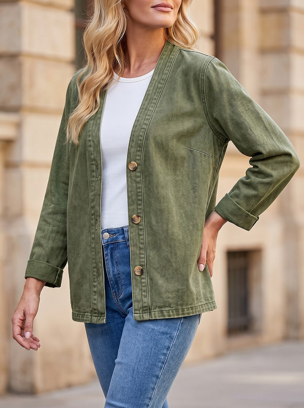 Women's Cotton Rich Washed Overshirt Jacket
