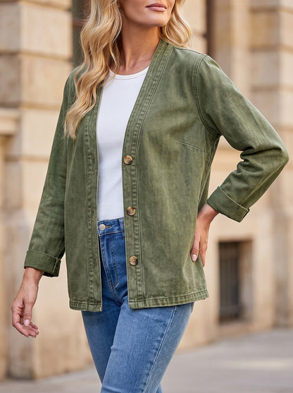 Women's Cotton Rich Washed Overshirt Jacket