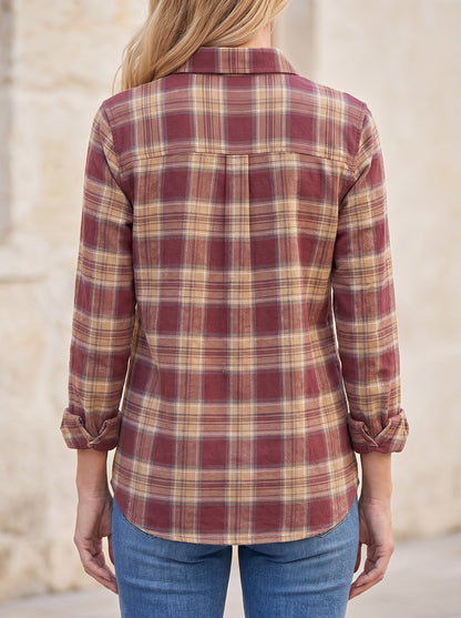 Women's Checked Flannel Long Sleeve Shirt