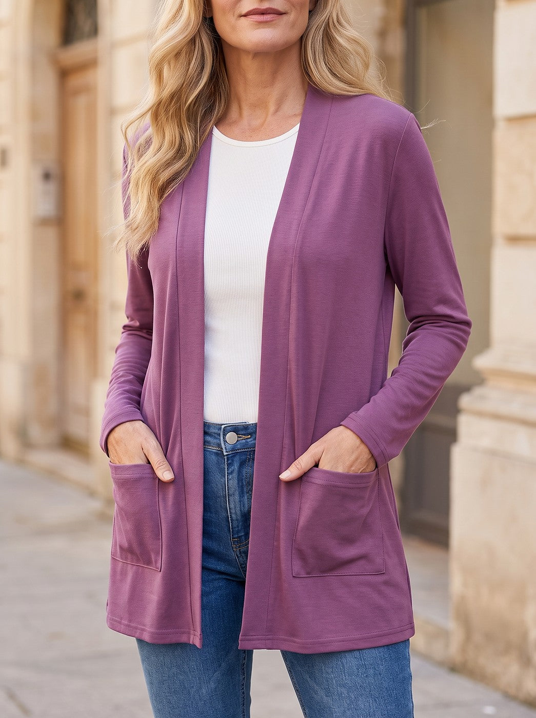 Women's Lightweight Jersey Cardigan with Pockets