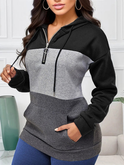 Women's Winter Colour Block Hooded Sweatshirt