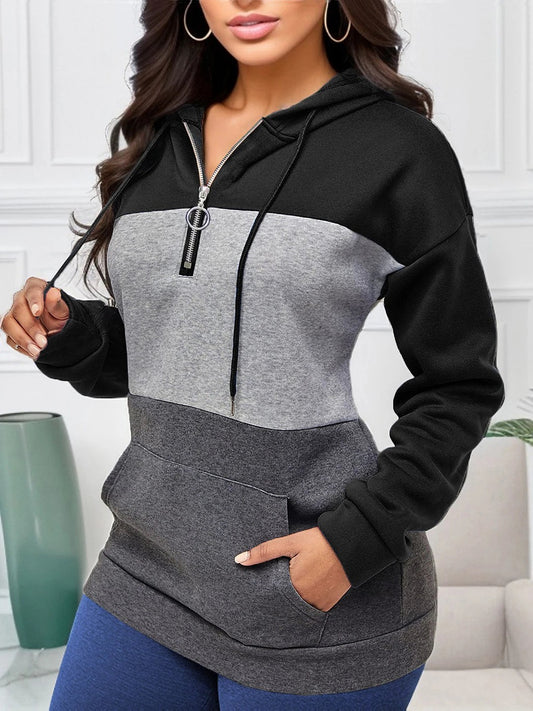 Women's Winter Colour Block Hooded Sweatshirt