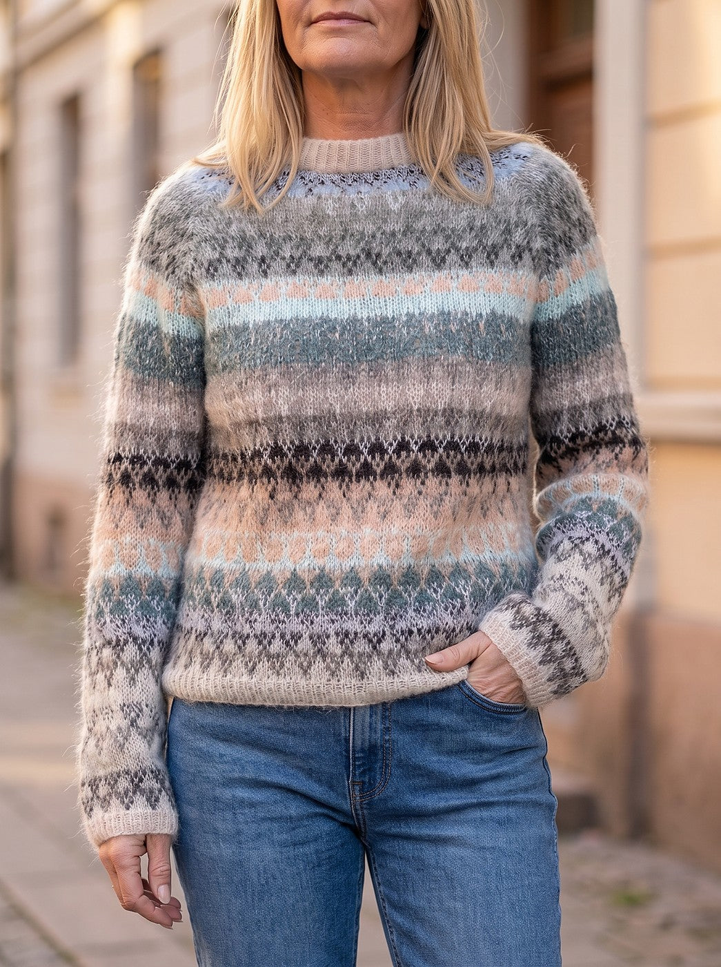 Women's Cosy Nordic Stripe Knit Jumper