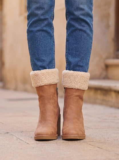 Women's Faux Fur Cuff Calf Boots