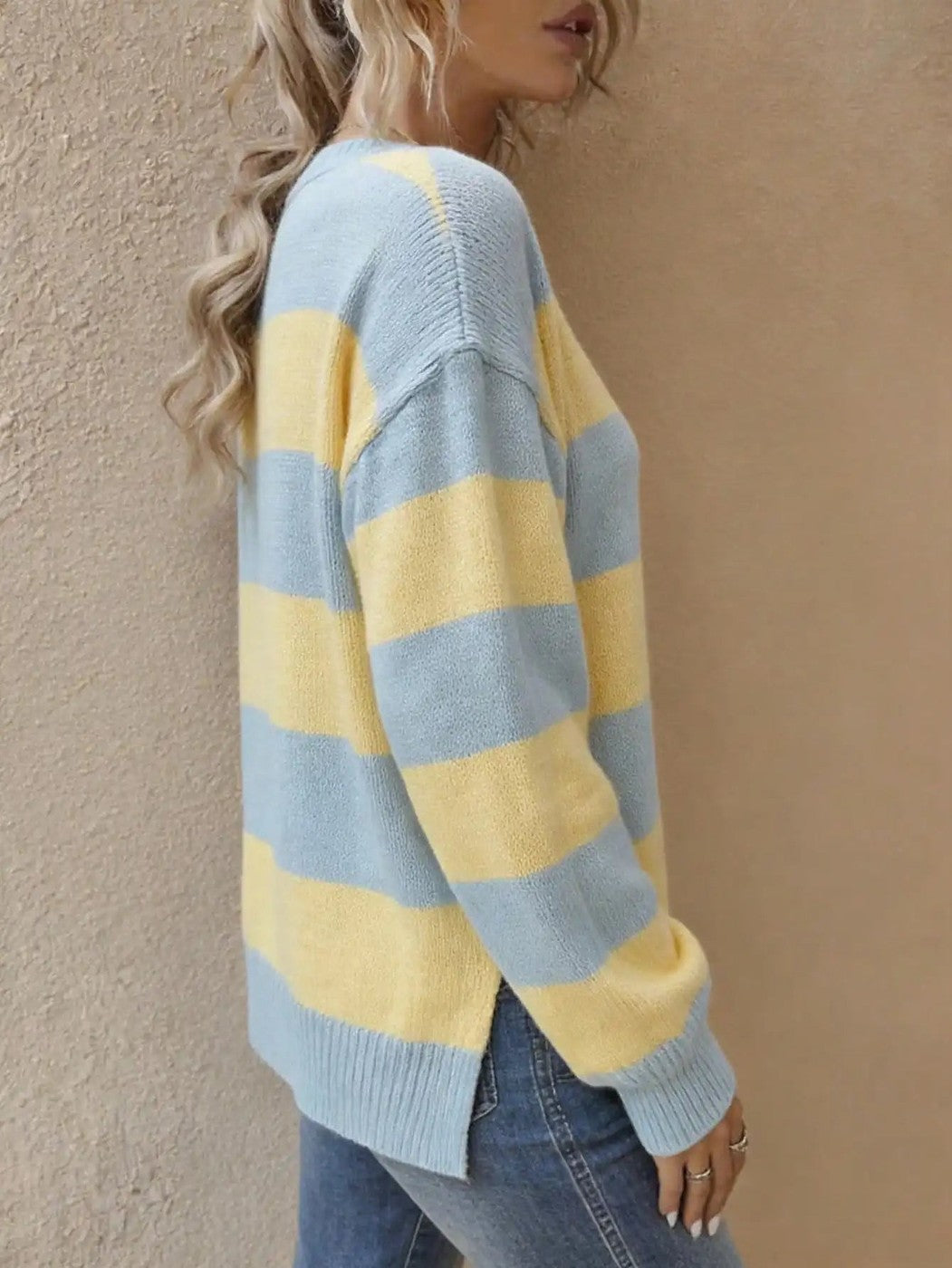Women's Oversized Drop Shoulder Stripe Jumper