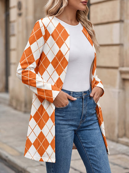 Women's Argyle Print Edge to Edge Jacket