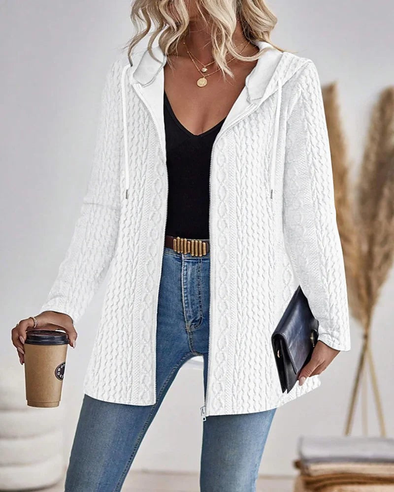 Women's Hooded Cable Knit Cardigan