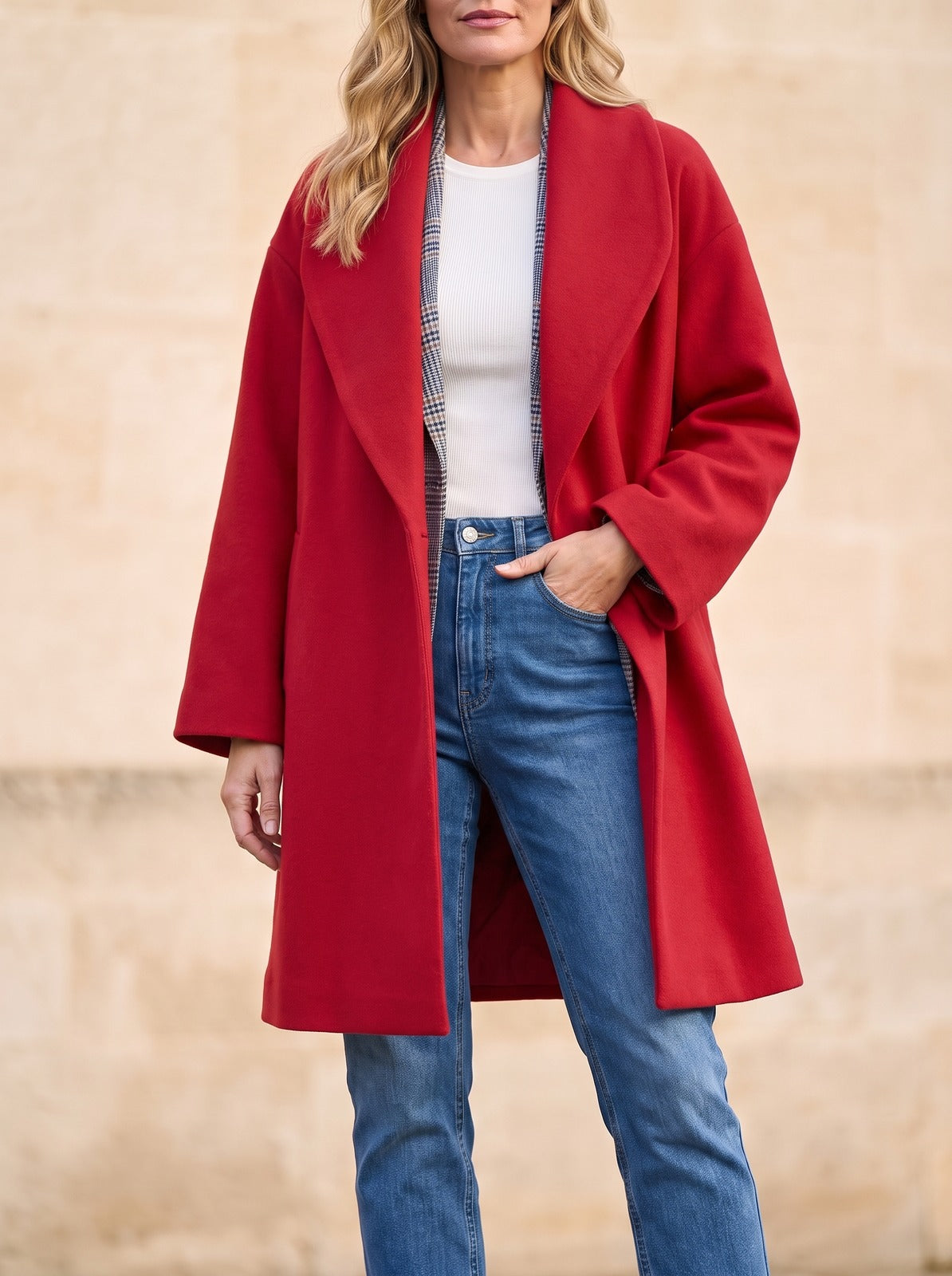 Women's Kimono Sleeve Shawl Collar Duster Coat