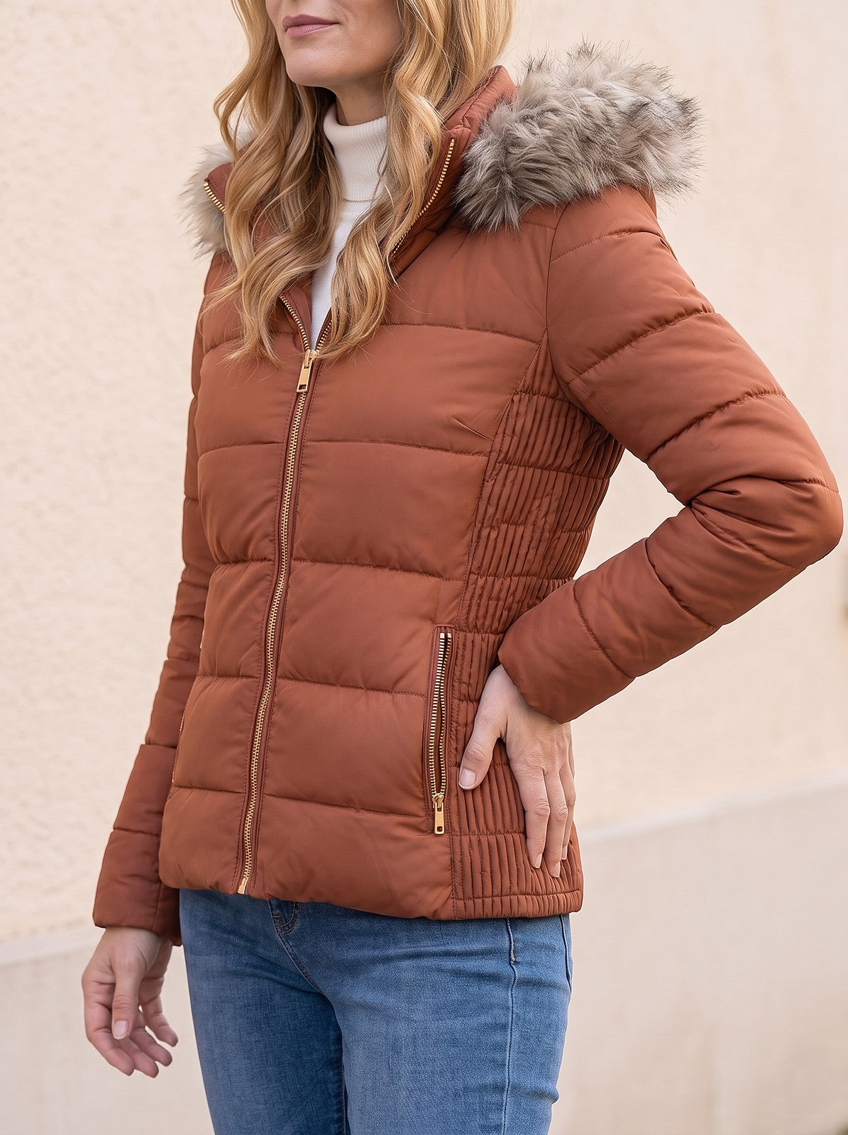 Women's Faux Fur Hood Puffer Jacket
