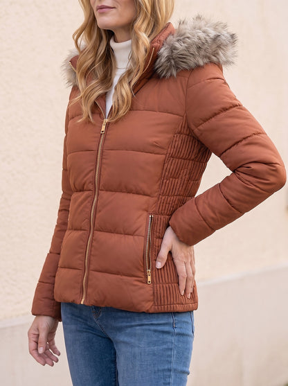 Women's Faux Fur Hood Puffer Jacket