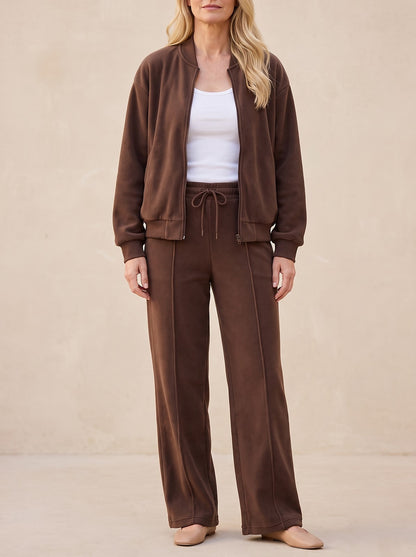 Women's Bomber Jacket Tracksuit Wide Leg Trousers
