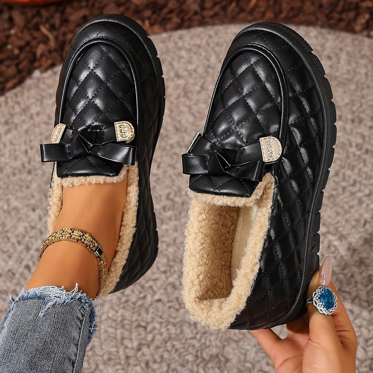 Women's Quilted Buckle Chunky Sole Slippers