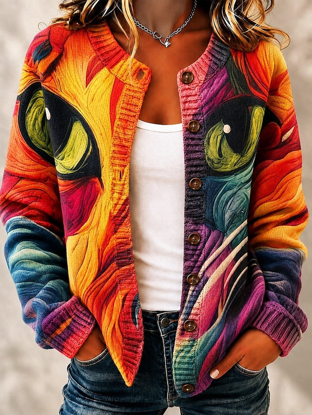 Women's Painted Print Knit Cardigan