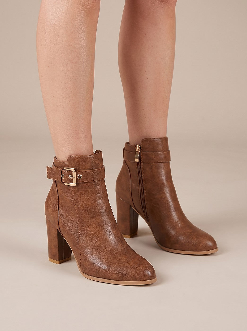 Women's Ankle Boots with Buckle Trim