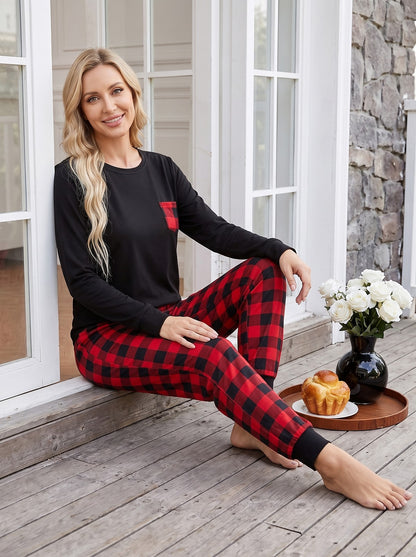 Women's Check Jogger Pyjama Set Long Sleeve