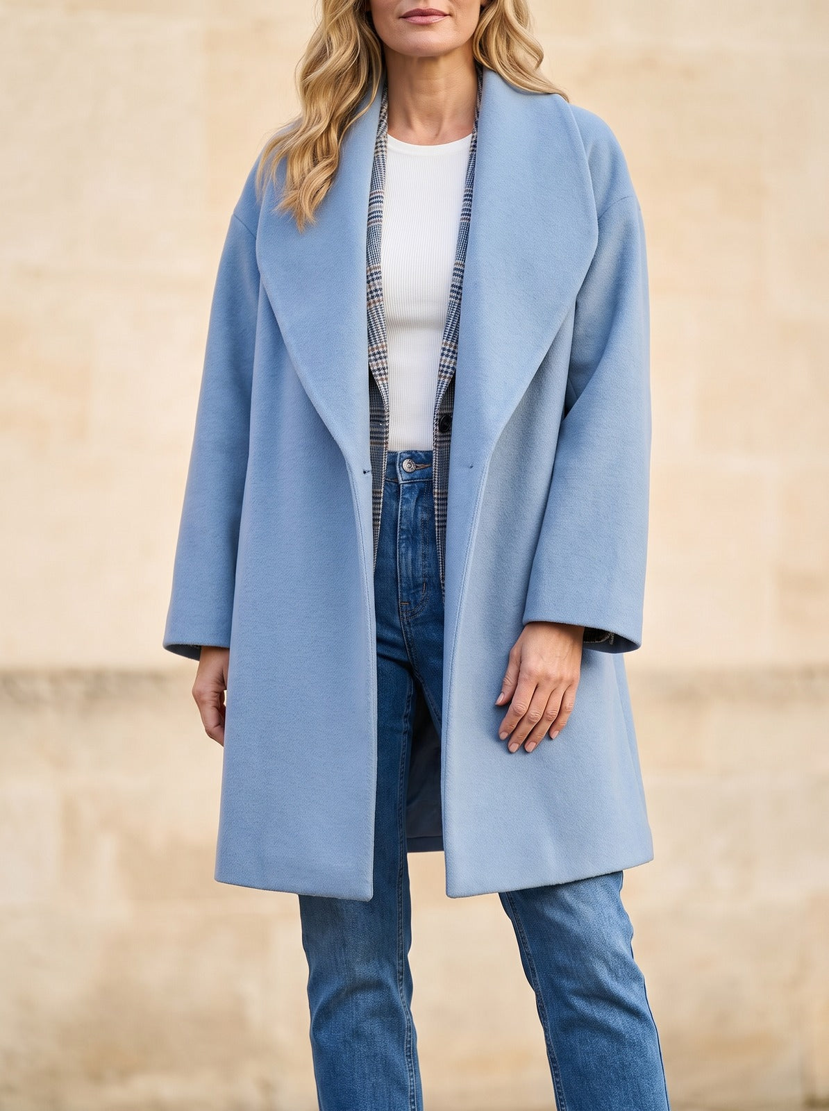 Women's Kimono Sleeve Shawl Collar Duster Coat