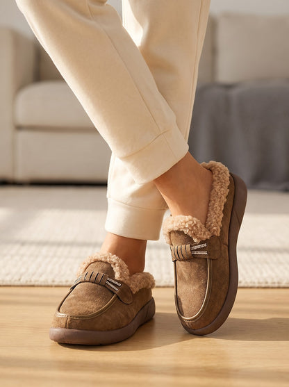 Women's Cosy Moccasin Slippers Rubber Sole