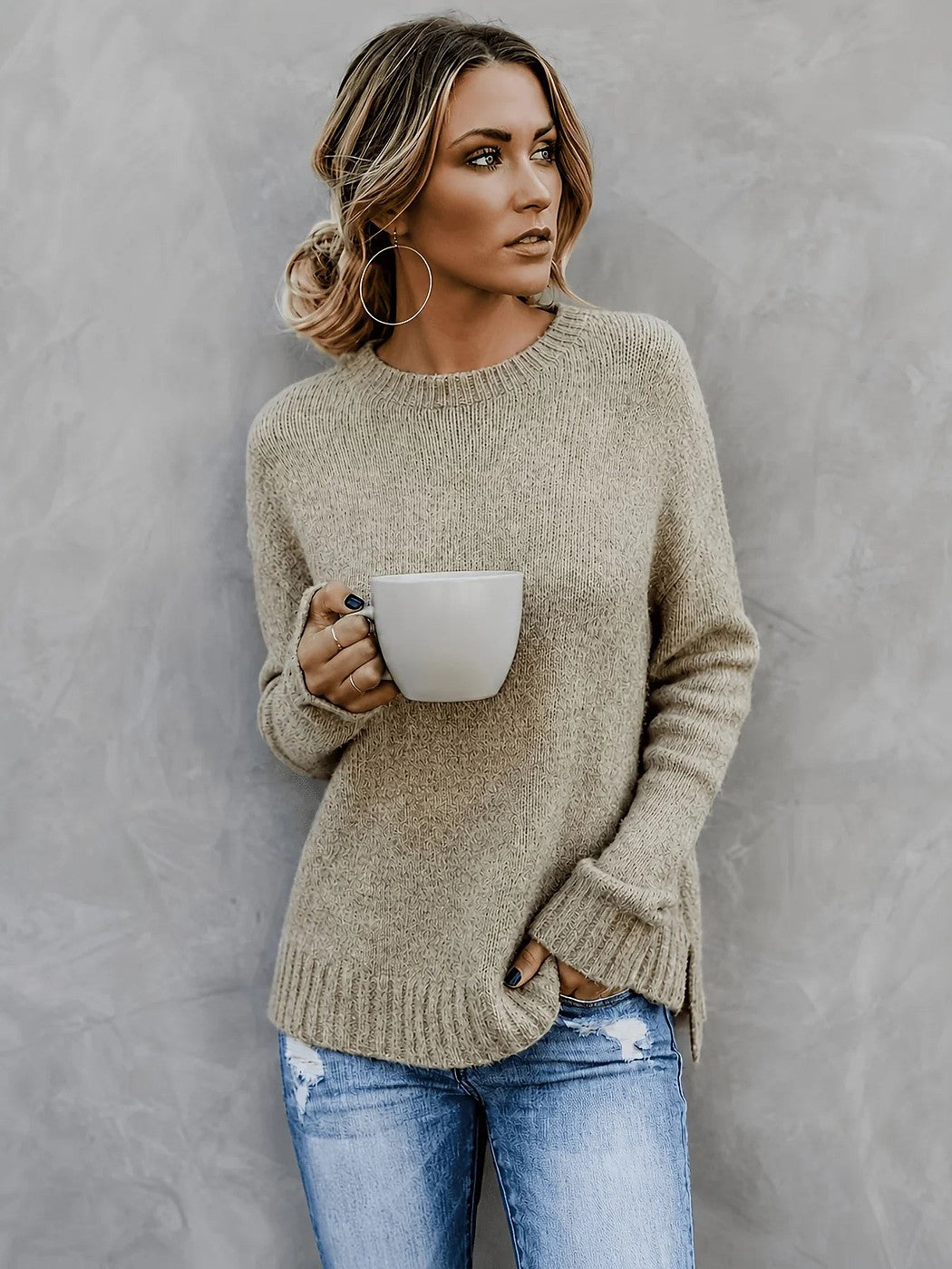 Women's Soft Knit Split Hem Jumper
