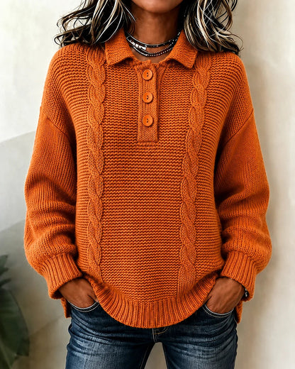 Women's Polo Collar Cable Jumper