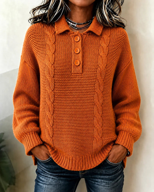 Women's Polo Collar Cable Jumper