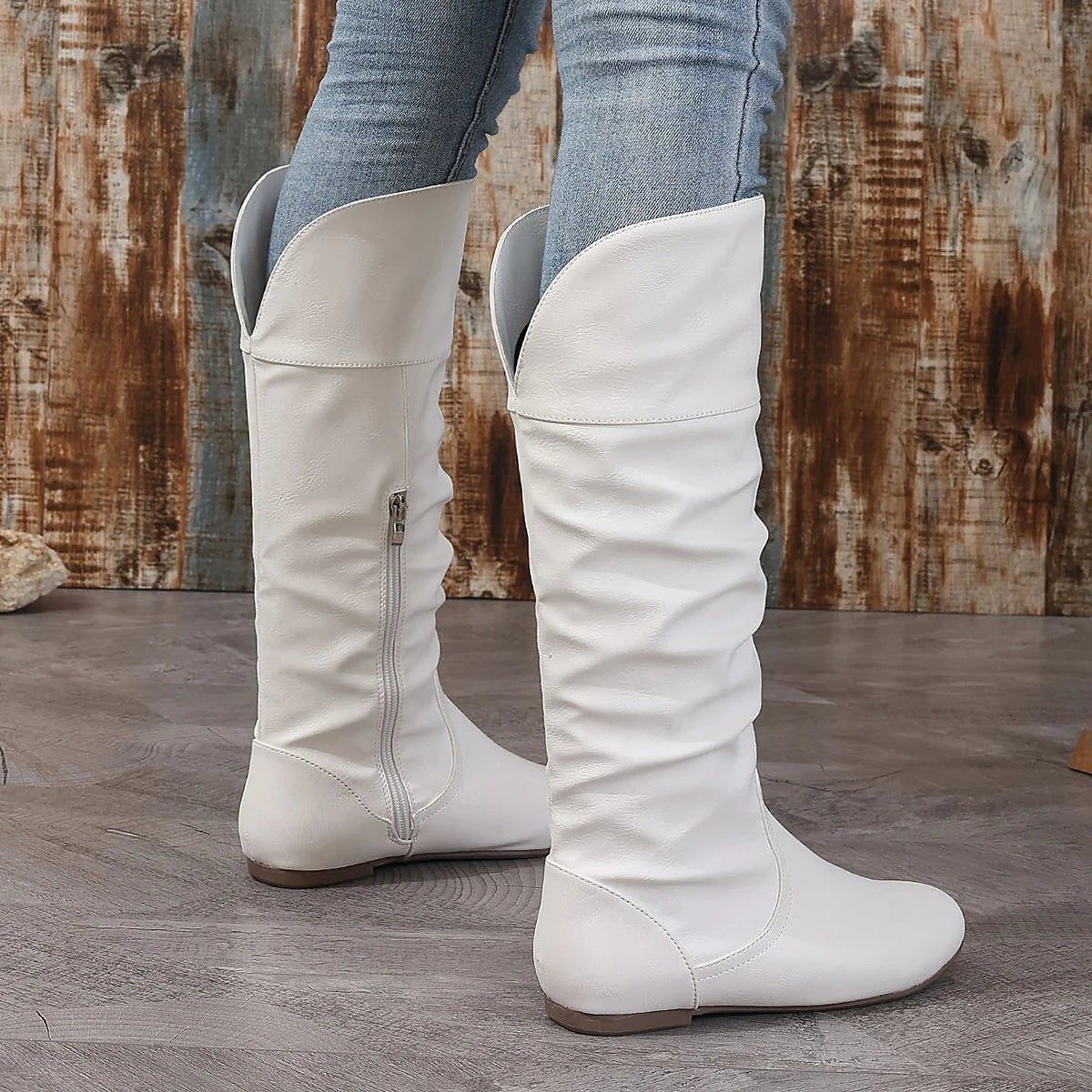 Women's No Heel Long Pointed Boots