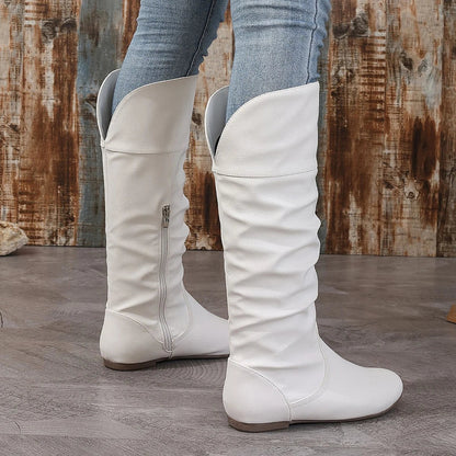 Women's No Heel Long Pointed Boots