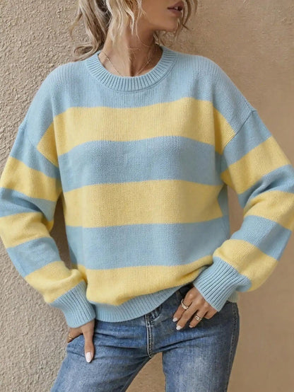 Women's Oversized Drop Shoulder Stripe Jumper