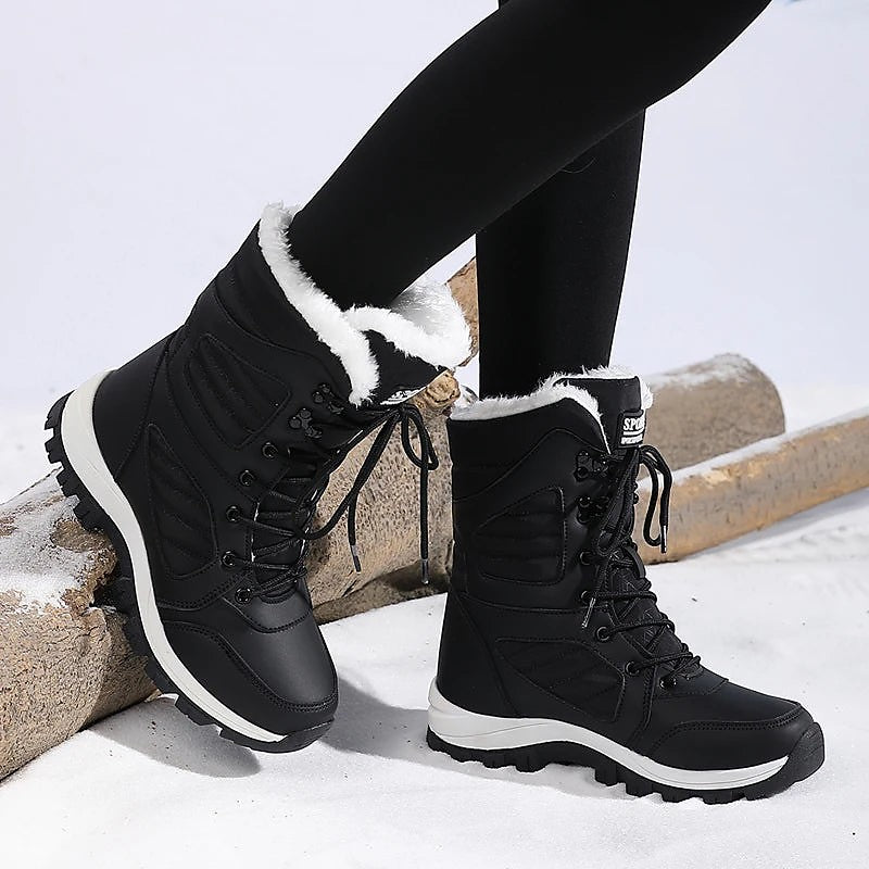 Women's Warm Collar Lace Up Snow Boots