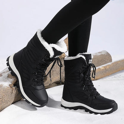 Women's Warm Collar Lace Up Snow Boots