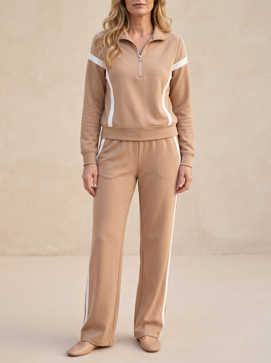 Women's Half Zip Tracksuit Wide Leg Trousers