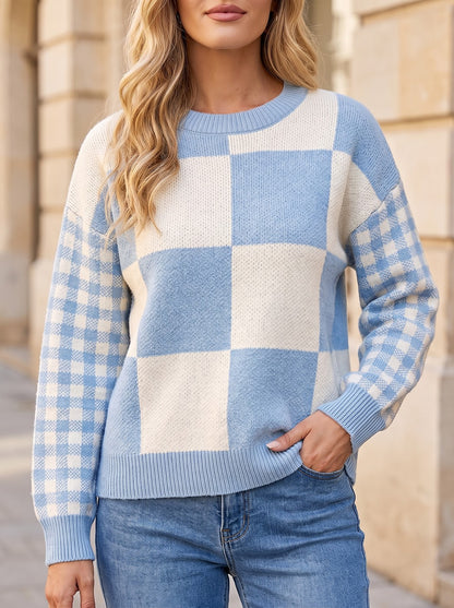 Women's Boucle Checkerboard Knit Jumper
