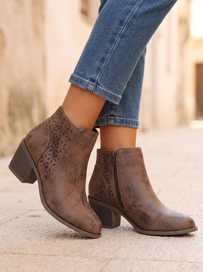 Women's Cut Out Heeled Ankle Boots