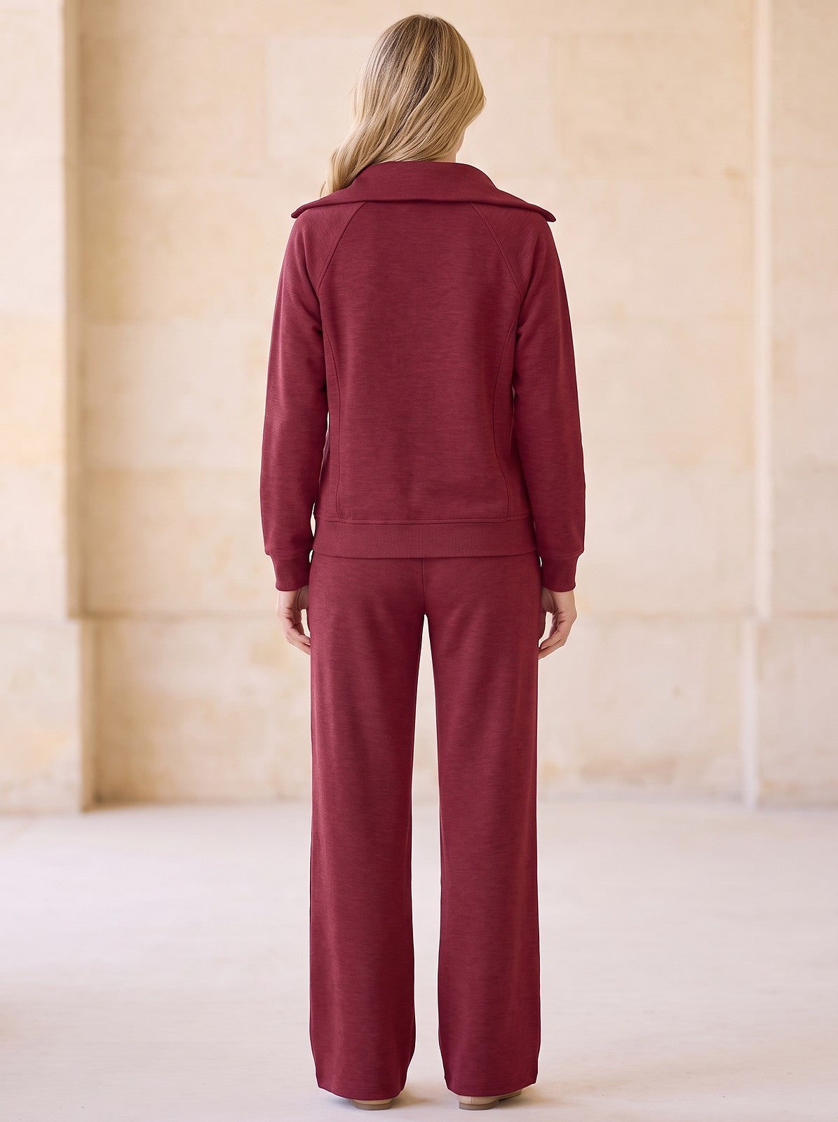 Women's Knitted Half Zip Lounge Set