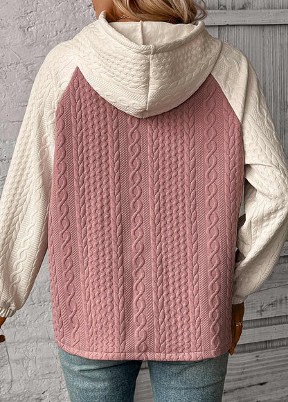 Ladies Jacquard Texture Hooded Sweatshirt