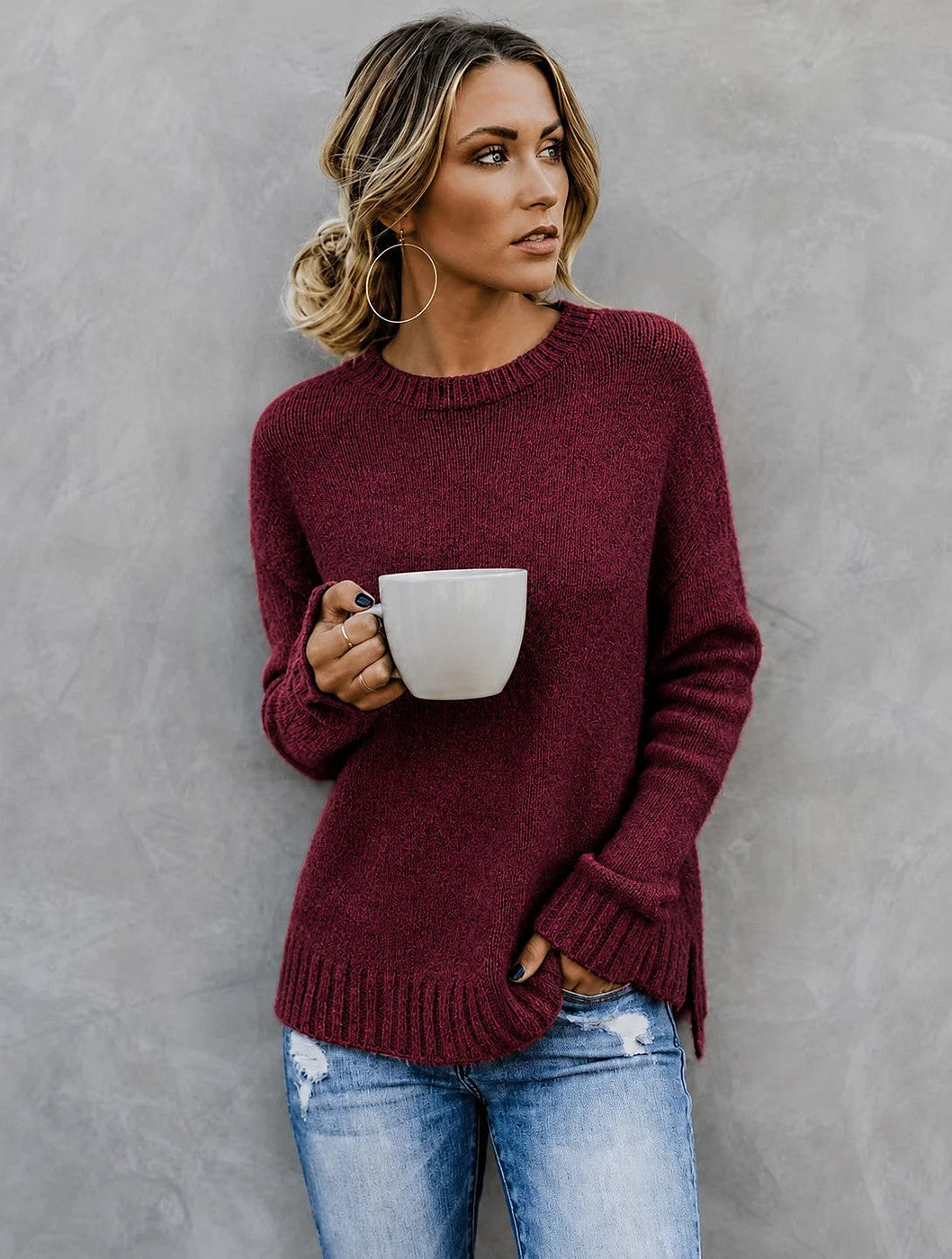 Women's Soft Knit Split Hem Jumper