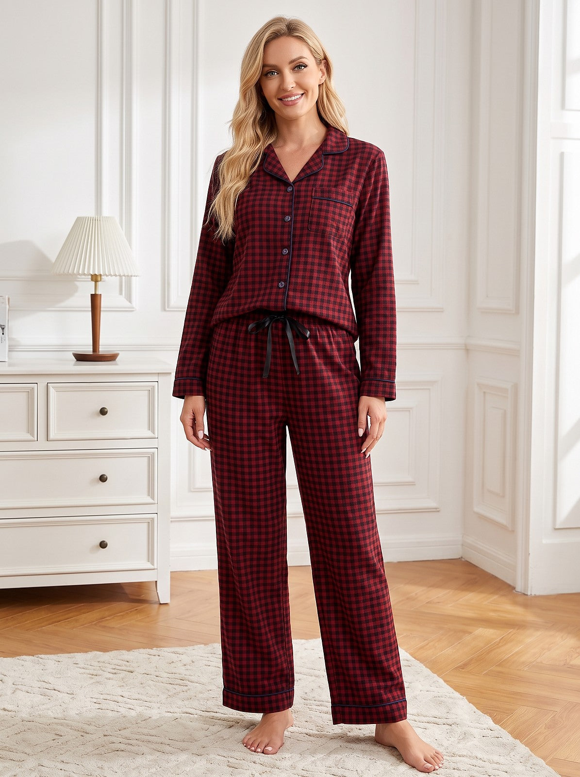 Women's Flannel Check Pyjama Set Long Sleeve
