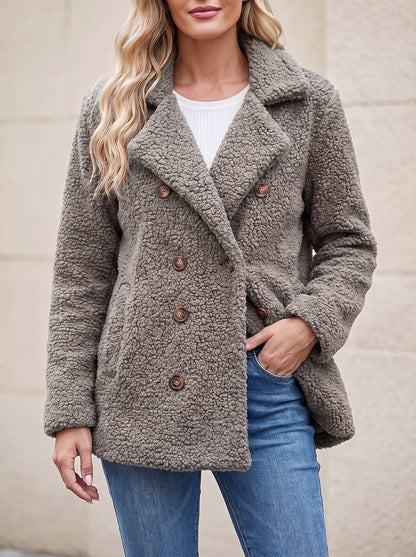 Women's Notch Collar Teddy Fleece Coat