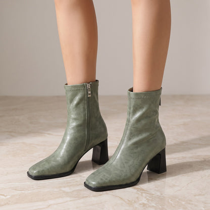 Women's Red Block Heel Sock Boots