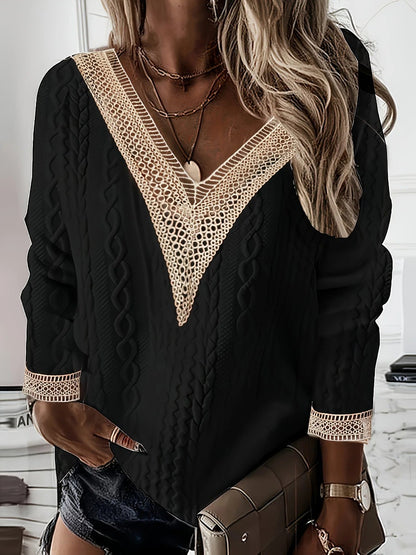 Women's Lace Trim Cable Knit Jumper