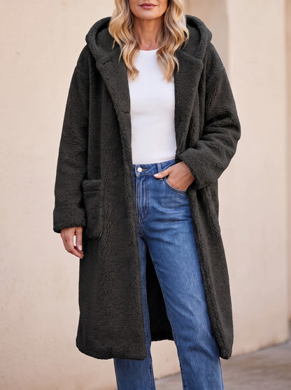 Women's Oversized Hooded Teddy Fleece Coat