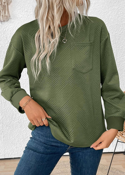 Women's Autumn Jacquard Crew Neck Sweatshirt