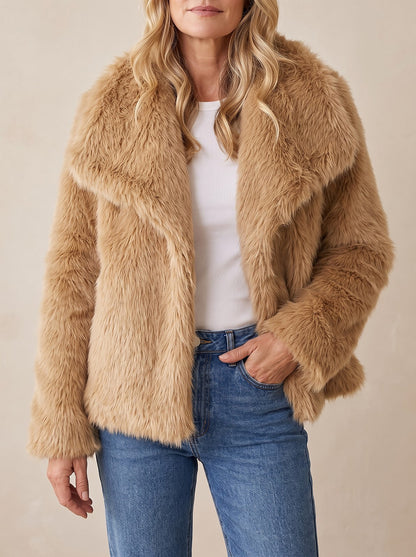 Women's Short Fluffy Faux Fur Jacket