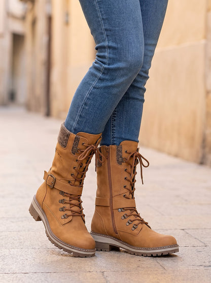 Women's Winter Cleated Sole Combat Boots