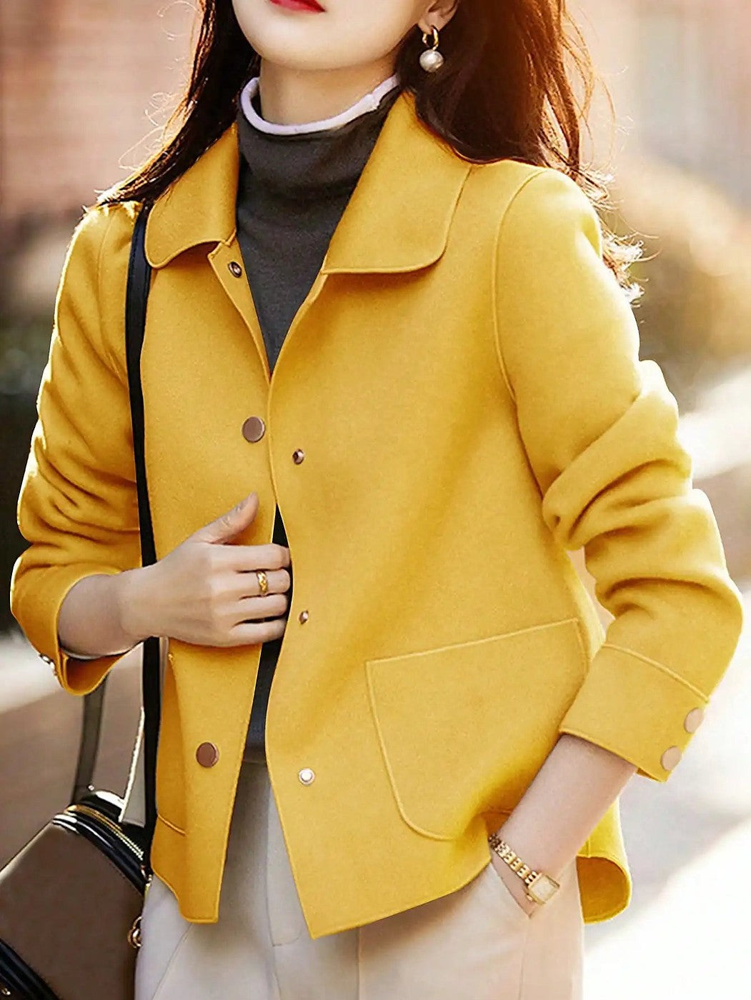 Women's Autumn Lined Collared Short Coat