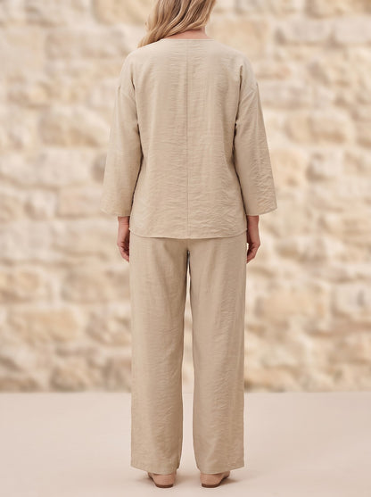 Women's Button Top and Trousers Co-ord Set
